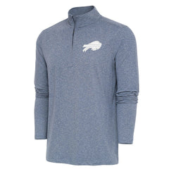 Buffalo Bills Antigua Hunk Quarter-Zip Pullover Top Heather Navy - NFL