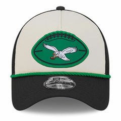 Philadelphia Eagles New Era 2024 Sideline Historic 9FORTY A-Frame Trucker Adjustable Hat Stone/Black - NFL