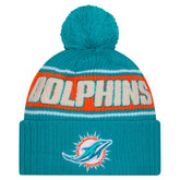 Miami Dolphins New Era 2024 Sideline Cuffed Knit Hat with Pom Aqua - NFL