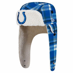 Indianapolis Colts New Era Sideline Plaid Sherpa Trapper Hat Royal - NFL