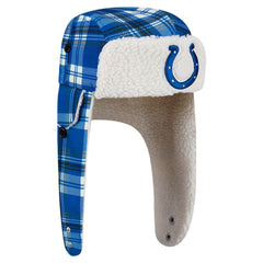 Indianapolis Colts New Era Sideline Plaid Sherpa Trapper Hat Royal - NFL
