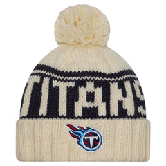 Tennessee Titans New Era Women's 2024 Sideline Cuffed Knit Hat with Pom Cream - NFL