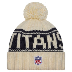 Tennessee Titans New Era Women's 2024 Sideline Cuffed Knit Hat with Pom Cream - NFL