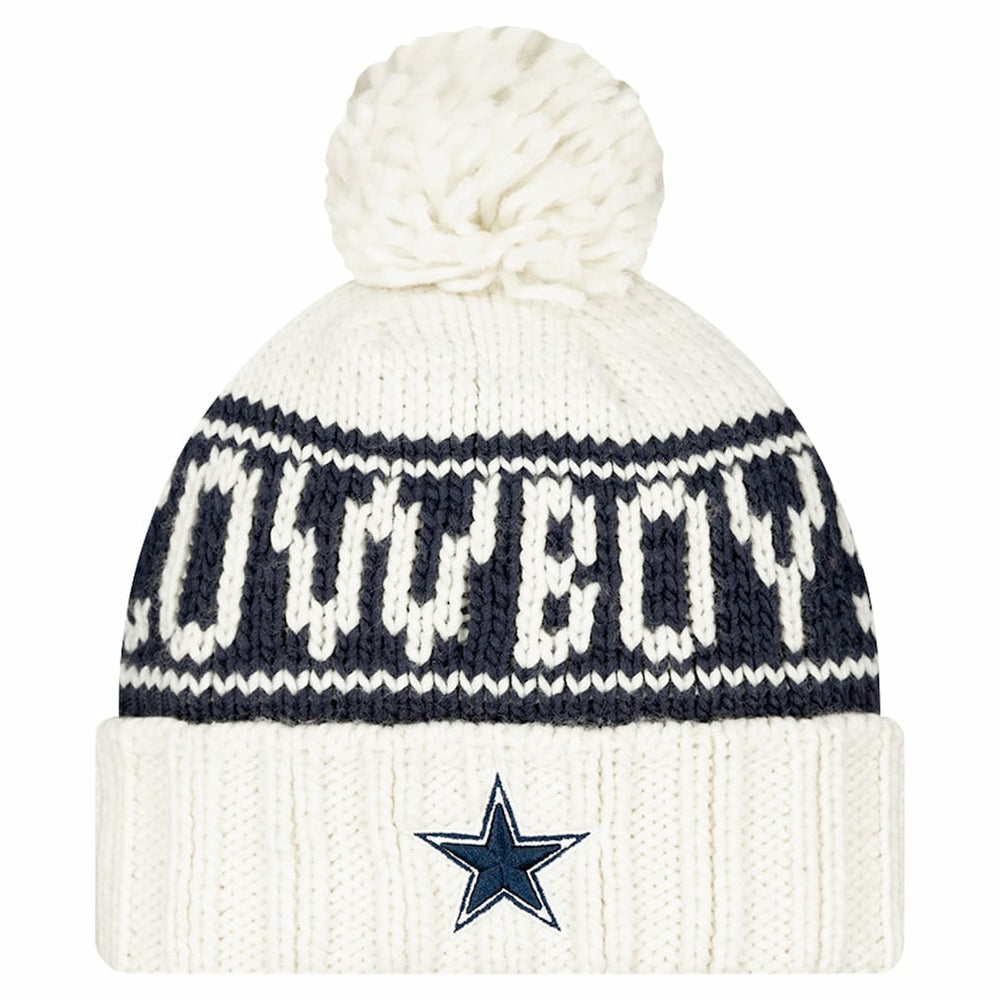 Dallas Cowboys New Era Women's 2024 Sideline Cuffed Knit Hat with Pom White - NFL