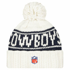 Dallas Cowboys New Era Women's 2024 Sideline Cuffed Knit Hat with Pom White - NFL