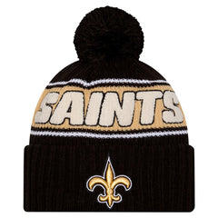 New Orleans Saints New Era Youth 2024 Sideline Sport Cuffed Knit Hat with Pom Black - NFL
