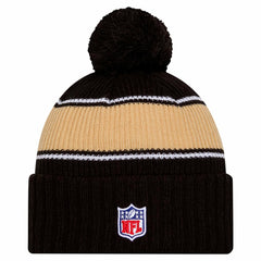 New Orleans Saints New Era Youth 2024 Sideline Sport Cuffed Knit Hat with Pom Black - NFL