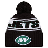New York Jets New Era Youth 2024/25 Sideline Cuffed Knit Hat with Pom Black - NFL