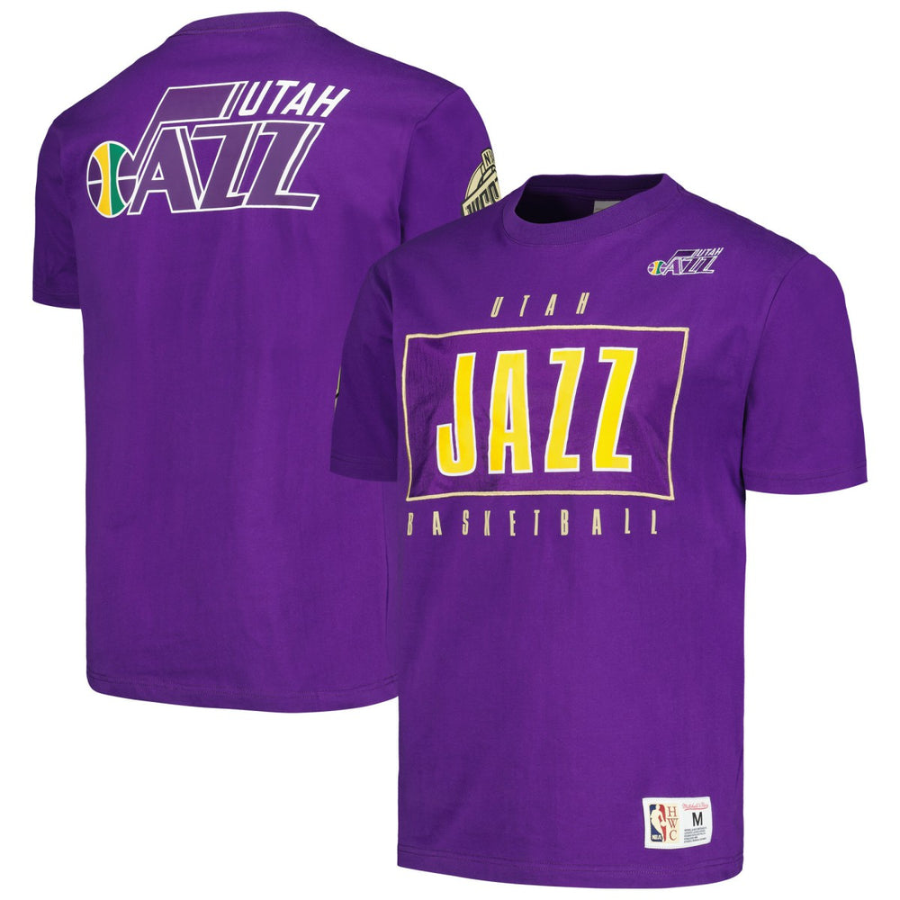 Mitchell & Ness - Utah Jazz Hardwood Classics Team OG 2.0 Premium Vintage Logo T-Shirt - Purple