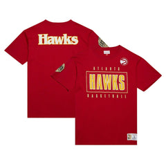 Mitchell & Ness - Atlanta Hawks Hardwood Classics Team OG 2.0 Premium Vintage Logo T-Shirt - Red
