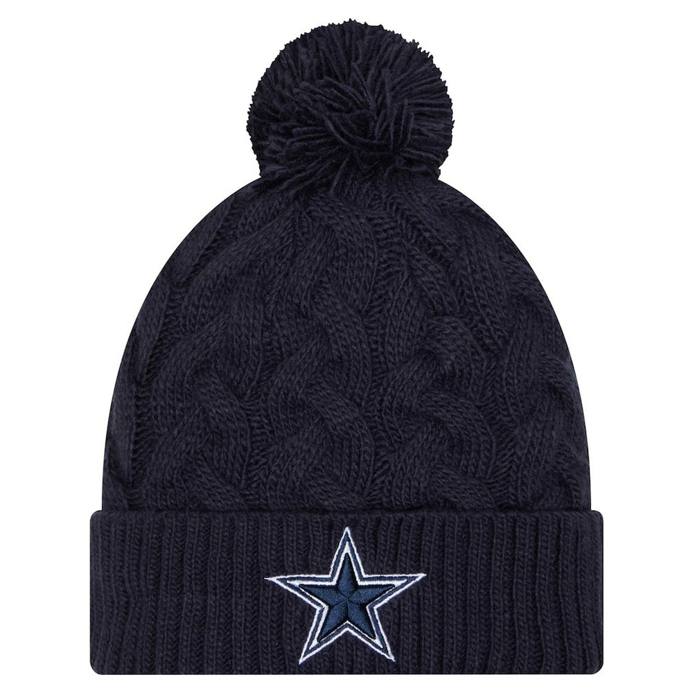 Dallas Cowboys New Era Women's Cable Knit Hat with Pom Navy - NFL