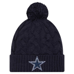 Dallas Cowboys New Era Women's Cable Knit Hat with Pom Navy - NFL