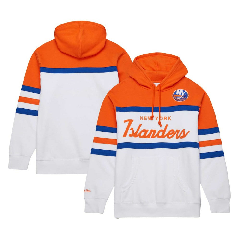 New York Islanders - Mitchell & Ness Head Coach Pullover Hoodie White/Orange