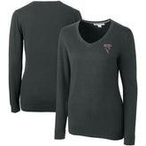 Atlanta Falcons Cutter & Buck Women's Throwback Logo Lakemont Tri-Blend V-Neck Pullover Sweater Heather Charcoal - NFL