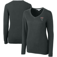 Atlanta Falcons Cutter & Buck Women's Throwback Logo Lakemont Tri-Blend V-Neck Pullover Sweater Heather Charcoal - NFL