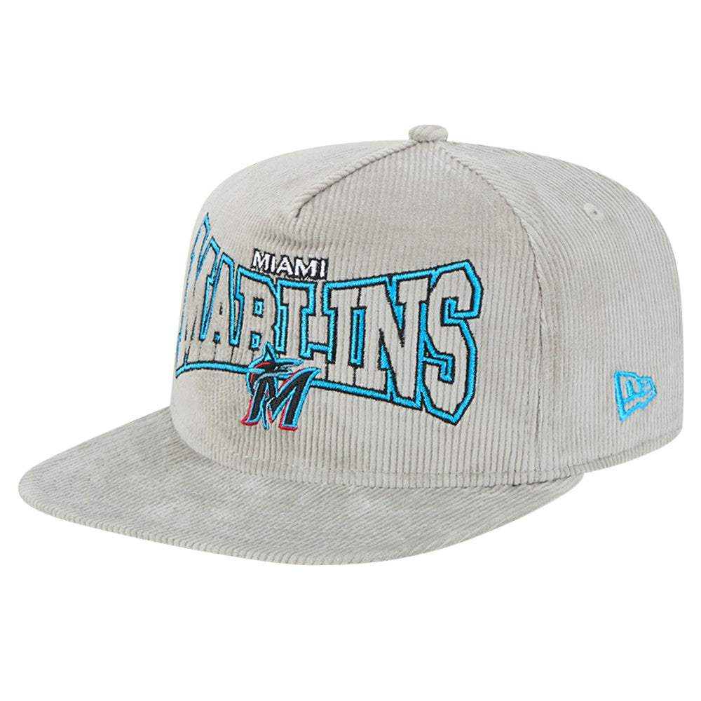 New Era Miami Marlins Gray Corduroy Golfer Snapback Hat discount
