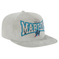 New Era Miami Marlins Gray Corduroy Golfer Snapback Hat discount