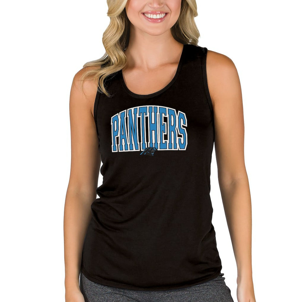 Carolina Panthers Concepts Sport Women's Marathon Racer Back Tank Top Black - NFL