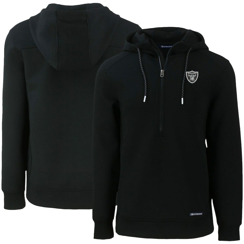 Las Vegas Raiders Cutter & Buck Primary Mark Roam Eco Recycled Half-Zip Pullover Hoodie Black - NFL