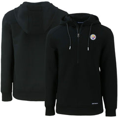 Pittsburgh Steelers Cutter & Buck Primary Mark Roam Eco Recycled Half-Zip Pullover Hoodie Black - NFL