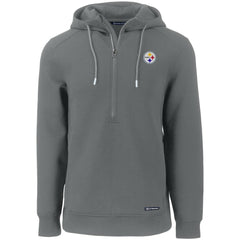 Pittsburgh Steelers Cutter & Buck Primary Mark Roam Eco Recycled Half-Zip Pullover Hoodie Gray - NFL