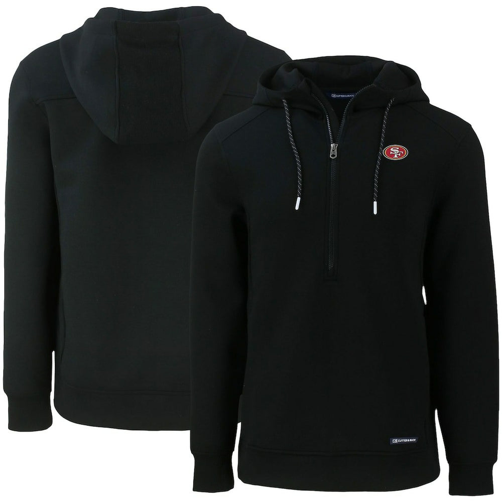 San Francisco 49ers Cutter & Buck Primary Mark Roam Eco Recycled Half-Zip Pullover Hoodie Black - NFL