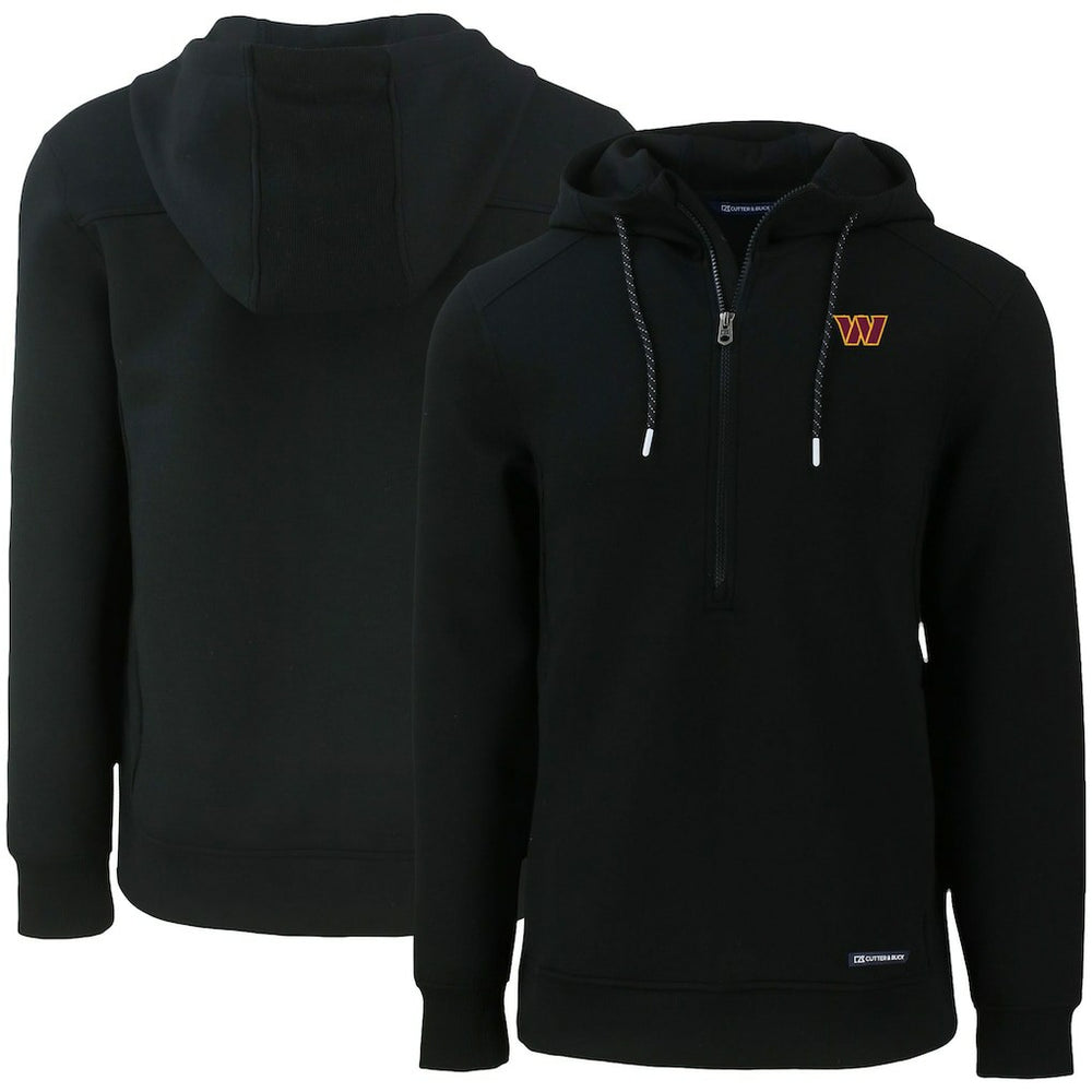 Washington Commanders Cutter & Buck Primary Mark Roam Eco Recycled Half-Zip Pullover Hoodie Black - NFL