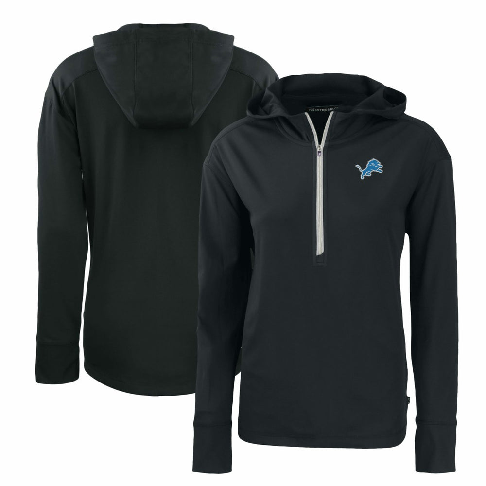Detroit Lions Cutter & Buck Women's Primary Mark Daybreak Eco Recycled Half-Zip Hoodie Black - NFL