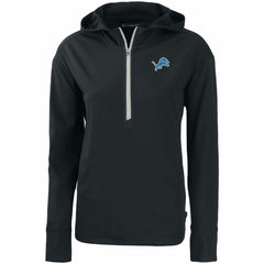 Detroit Lions Cutter & Buck Women's Primary Mark Daybreak Eco Recycled Half-Zip Hoodie Black - NFL