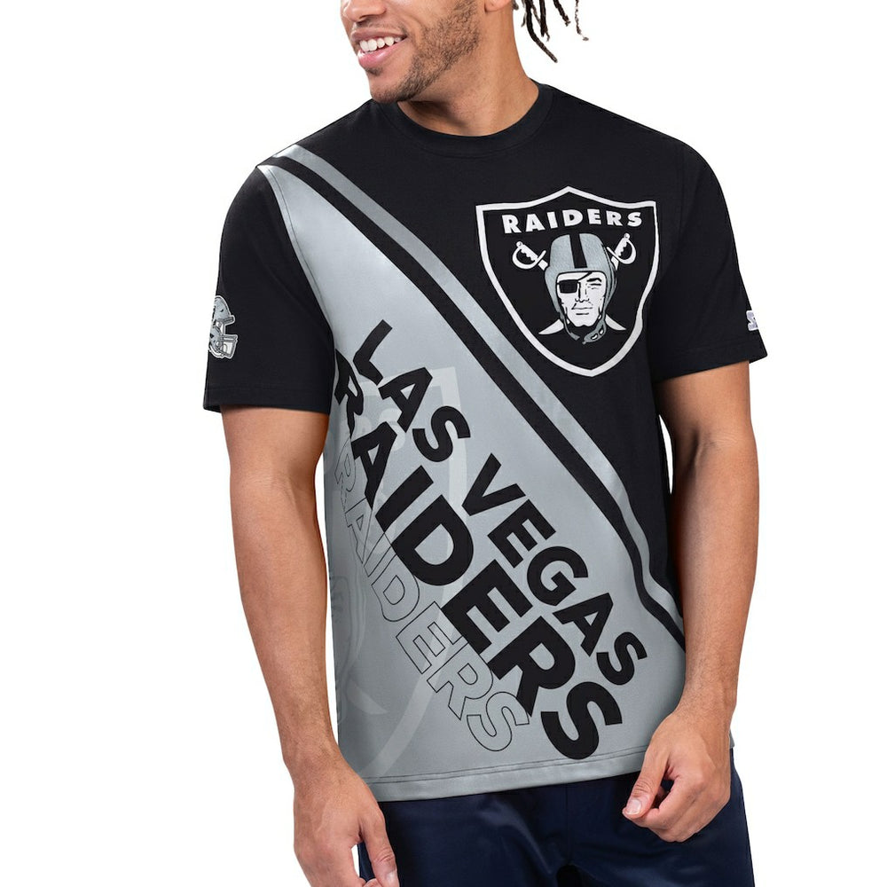 Las Vegas Raiders Starter Finish Line Extreme Graphic T-Shirt Black/Silver - NFL