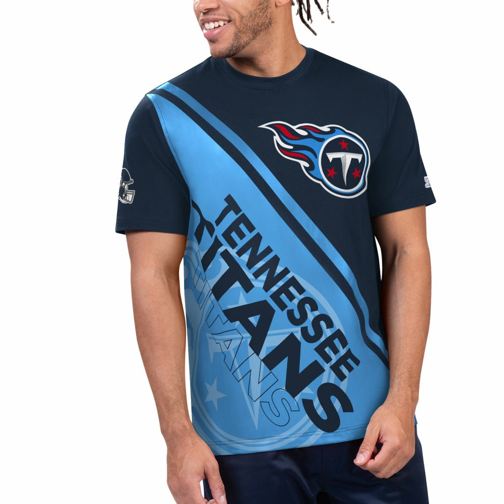 Tennessee Titans Starter Finish Line Extreme Graphic T-Shirt Navy/Light Blue - NFL