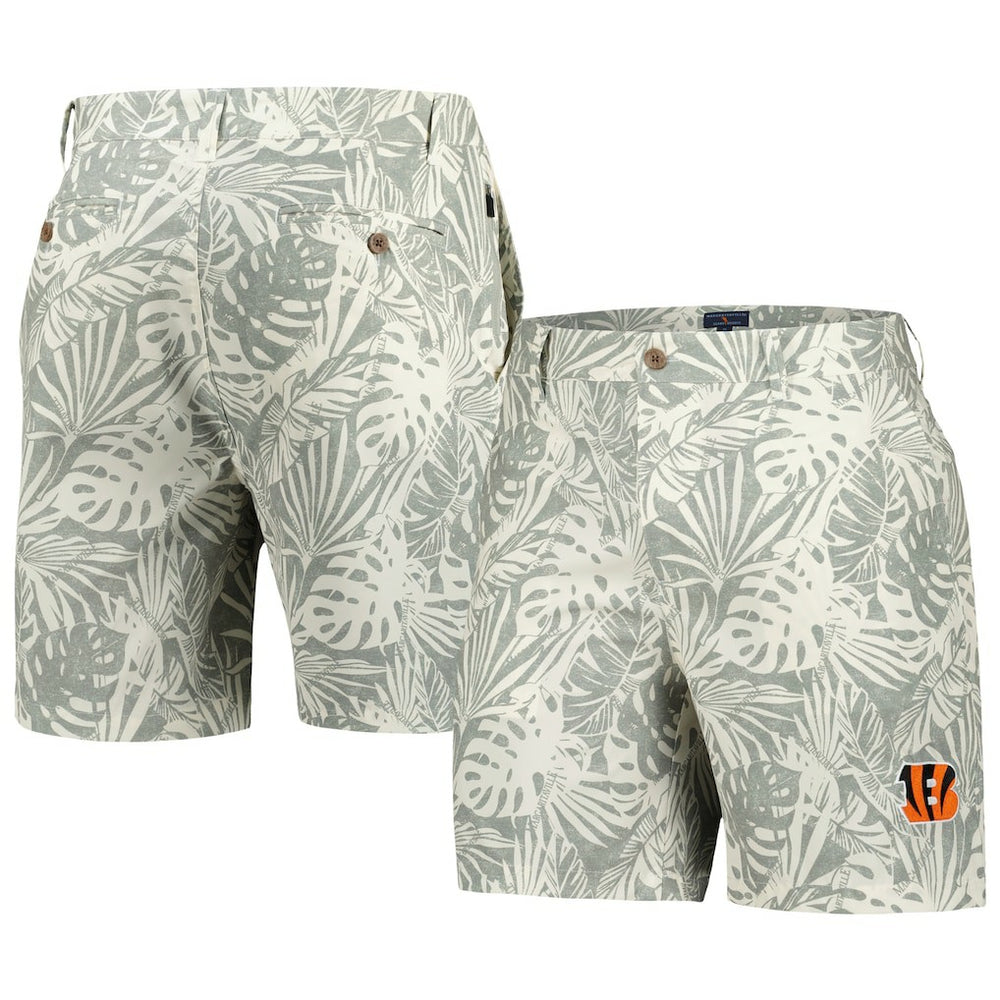 Cincinnati Bengals Margaritaville Sandwashed Monstera Print Amphib Shorts Gray - NFL