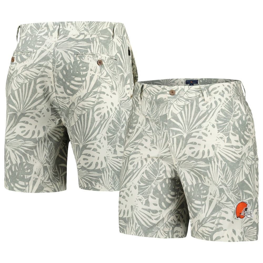 Cleveland Browns Margaritaville Sandwashed Monstera Print Amphib Shorts Gray - NFL