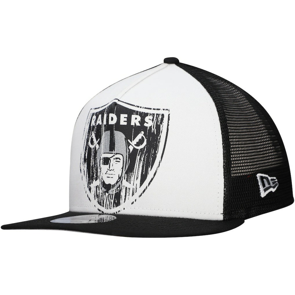 New Era Las Vegas Raiders Distressed 9FIFTY A-Frame Snapback Hat White/Black - NFL