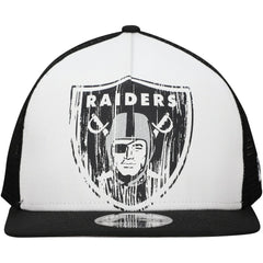 New Era Las Vegas Raiders Distressed 9FIFTY A-Frame Snapback Hat White/Black - NFL
