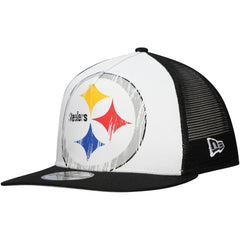 New Era Pittsburgh Steelers Distressed 9FIFTY A-Frame Snapback Hat White/Black - NFL
