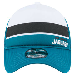 Jacksonville Jaguars New Era Color-Block 9FORTY A-Frame Trucker Adjustable Hat White/Teal - NFL