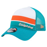 Miami Dolphins New Era Color-Block 9FORTY A-Frame Trucker Adjustable Hat White/Aqua - NFL