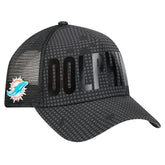 Miami Dolphins New Era Midnight Ink Tonal Text A-Frame Trucker 9FORTY Adjustable Hat Black - NFL