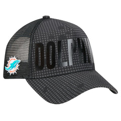 Miami Dolphins New Era Midnight Ink Tonal Text A-Frame Trucker 9FORTY Adjustable Hat Black - NFL