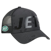 New York Jets New Era Throwback Midnight Ink Tonal Text A-Frame Trucker 9FORTY Adjustable Hat Black - NFL