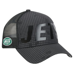 New York Jets New Era Throwback Midnight Ink Tonal Text A-Frame Trucker 9FORTY Adjustable Hat Black - NFL