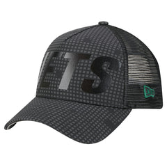 New York Jets New Era Throwback Midnight Ink Tonal Text A-Frame Trucker 9FORTY Adjustable Hat Black - NFL