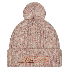 New York Jets New Era Women's Trendy Tone Cuffed Knit Hat with Pom Stone - NFL