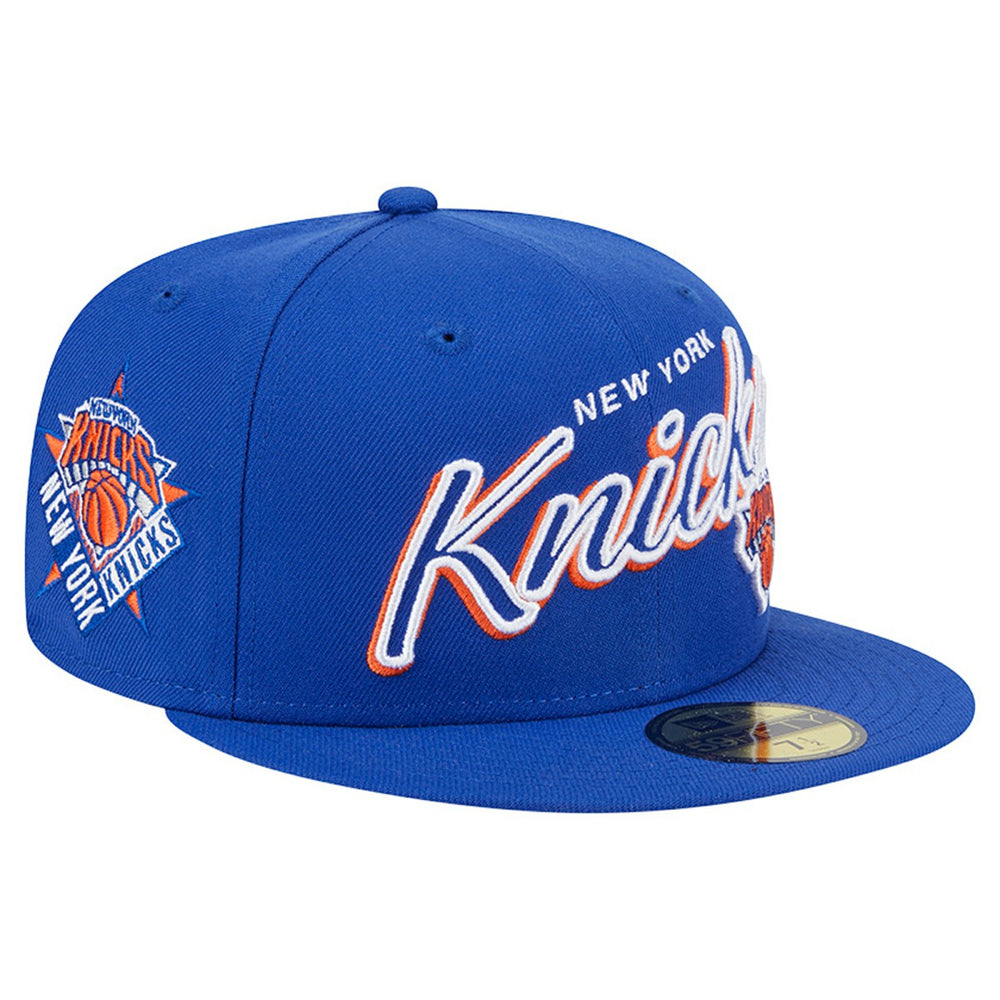 New Era - New York Knicks Sport Night Script Sided 59FIFTY Fitted Hat - Blue