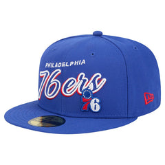 New Era - Philadelphia 76ers Sport Night Script Sided 59FIFTY Fitted Hat - Royal
