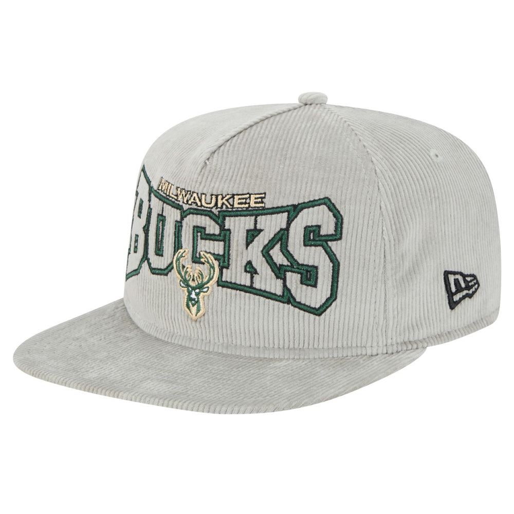 New Era - Milwaukee Bucks Throwback Corduroy Golfer Snapback Hat - Gray