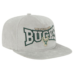 New Era - Milwaukee Bucks Throwback Corduroy Golfer Snapback Hat - Gray