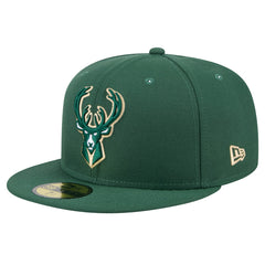 New Era - Milwaukee Bucks Throwback Pennant 59FIFTY Fitted Hat - Hunter Green