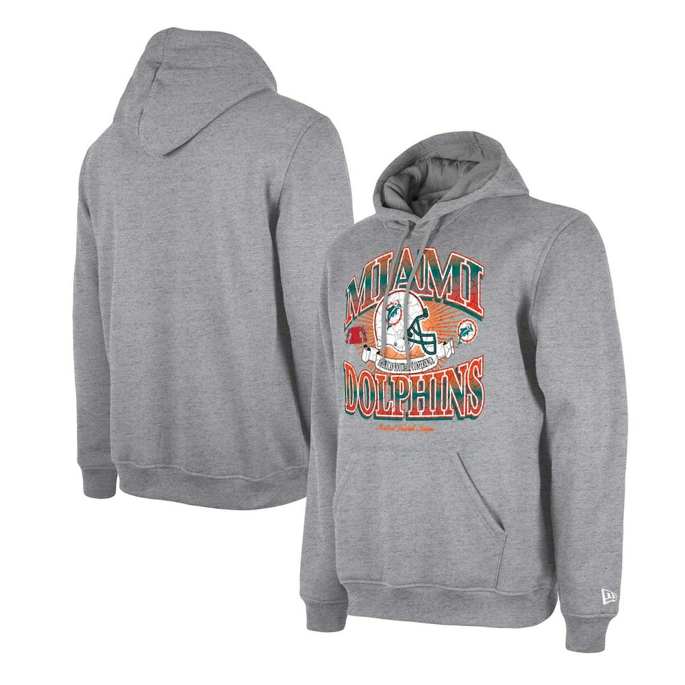 Miami Dolphins New Era Retro Pullover Hoodie Heather Gray - NFL